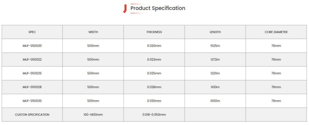 our stretch film’s specification