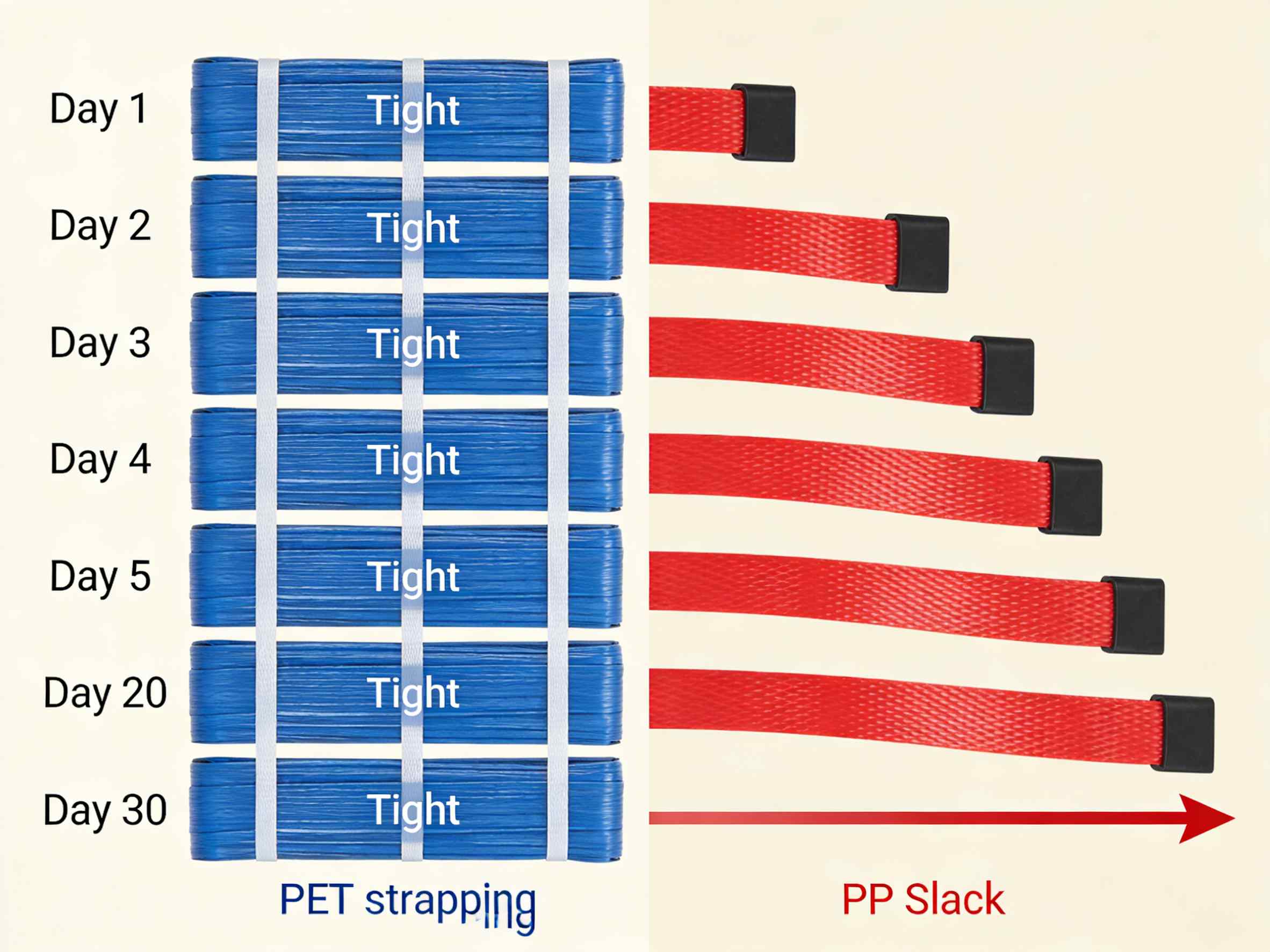 PET Strapping vs PP Strapping Recovery Performance