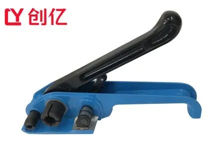 Strap tensioner for wide strapping bands 12 to 19 mm