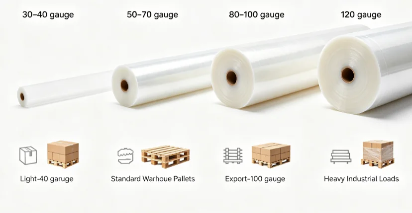 Stretch film thickness gauge comparison infographic