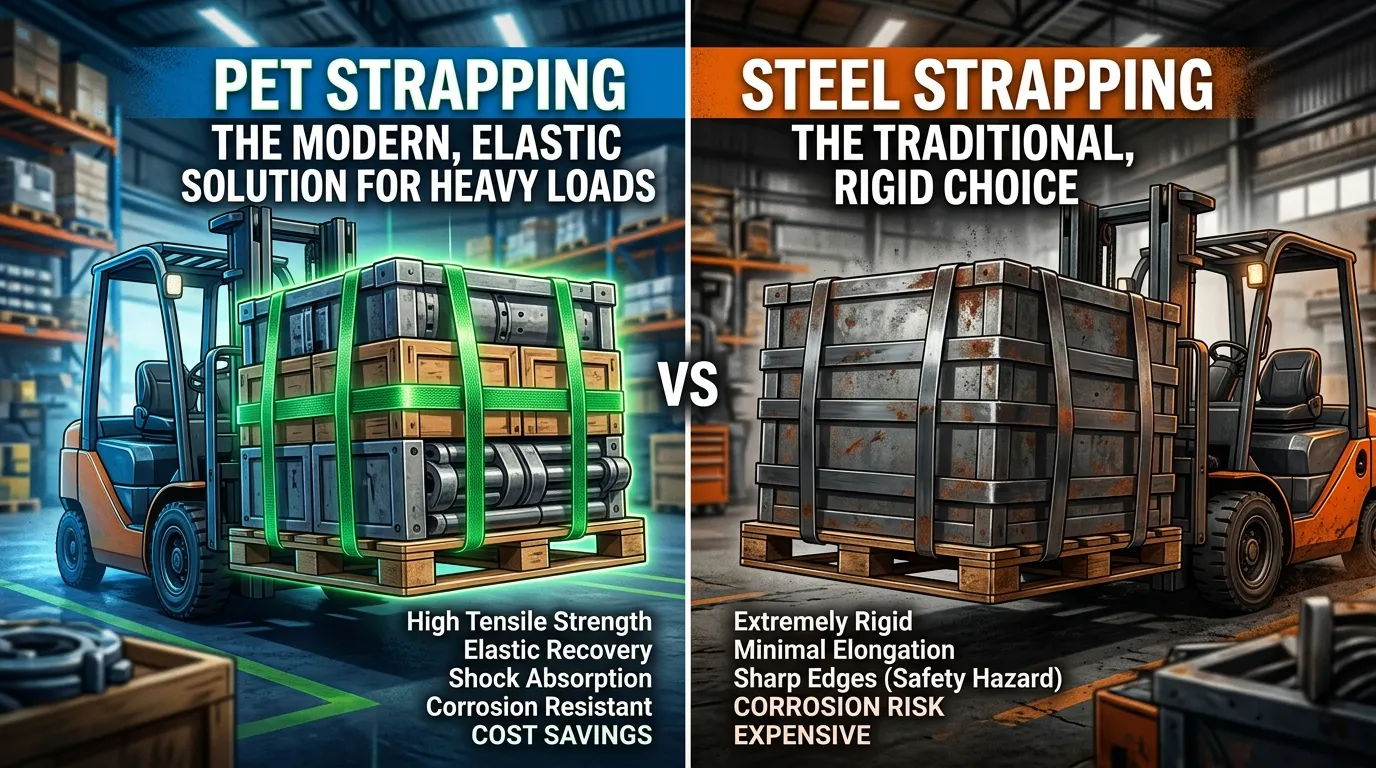 PET Strapping vs Steel Strapping: Is It Strong Enough for Heavy Loads? PET Strapping vs Steel Strapping: Is It Strong Enough for Heavy Loads?